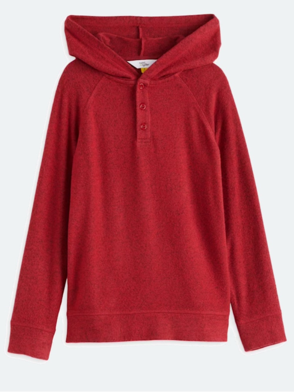 Softloop Red Hooded Henley Pullover